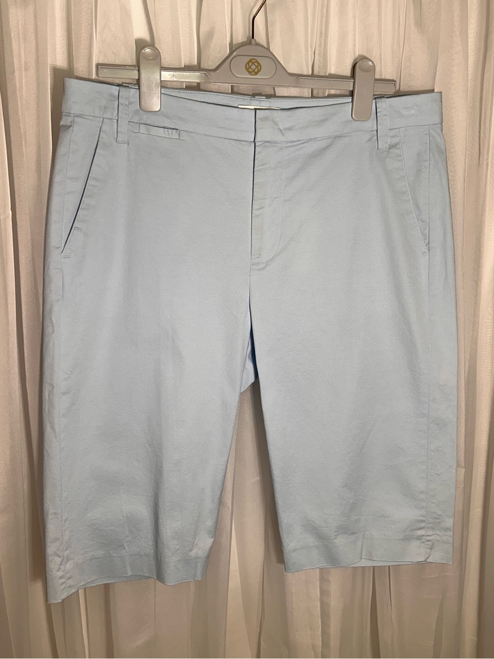 Vince - Men’s Light Blue Front Stretch Chino Golf, Beach Above the Knee Shorts